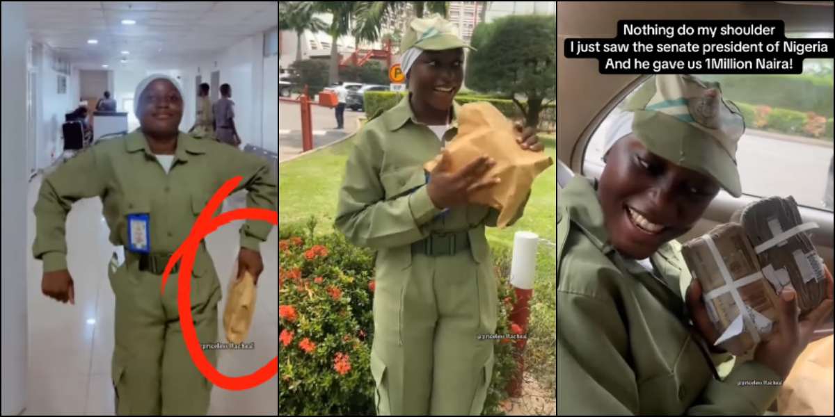Corper celebrates as 'senate president' allegedly gifts her N1M