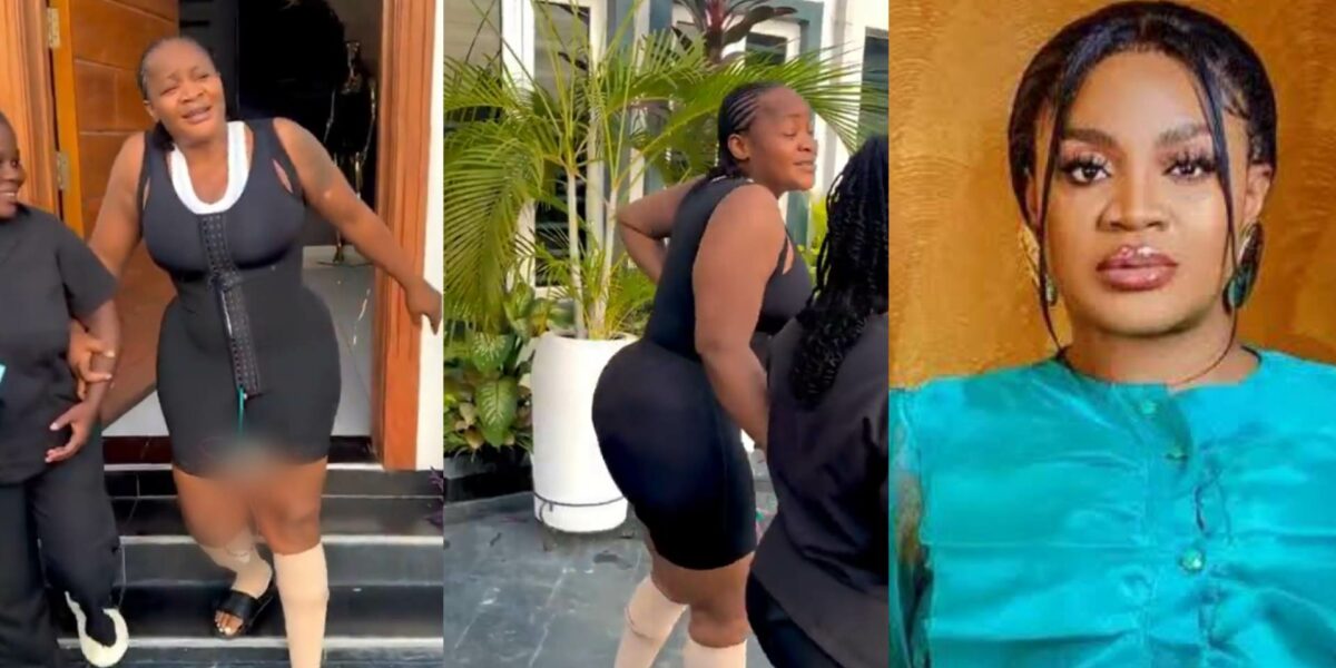 Notable actress, Uche Ogbodo shares a video capturing her recovery phase after undergoing a BBL surgery.