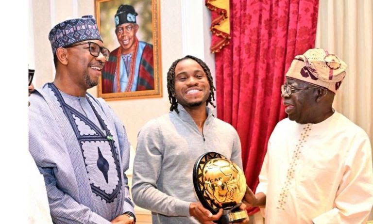 Ademola Lookman visits President Tinubu, presents CAF Player of the Year award