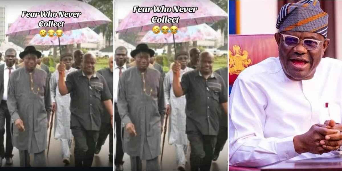 Throwback photo of Wike holding umbrella for Jonathan goes viral