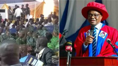 Drama as OAU students protest against Wike during his visit to their school