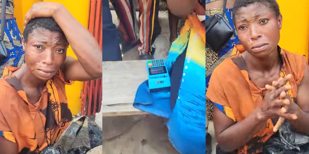 Woman paraded for allegedly stealing POS machine at Oja Oba market in Ado-Ekiti