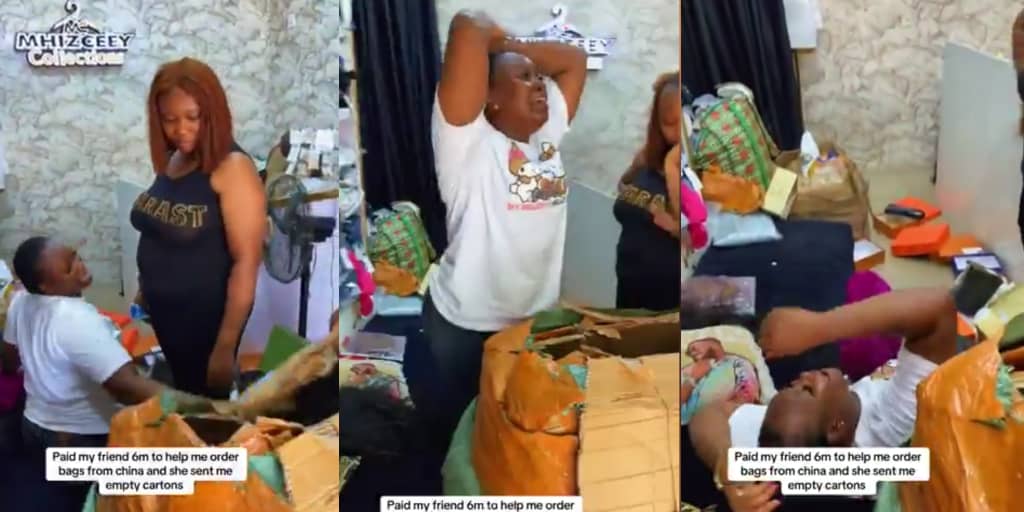Businesswoman weeps as friend delivers empty cartons after ₦6m payment