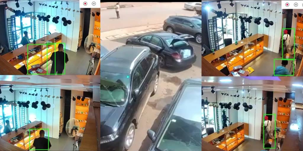 CCTV shows moment armed robbers raid gadget store at Cozeyz Plaza in Enugu, shoot owner