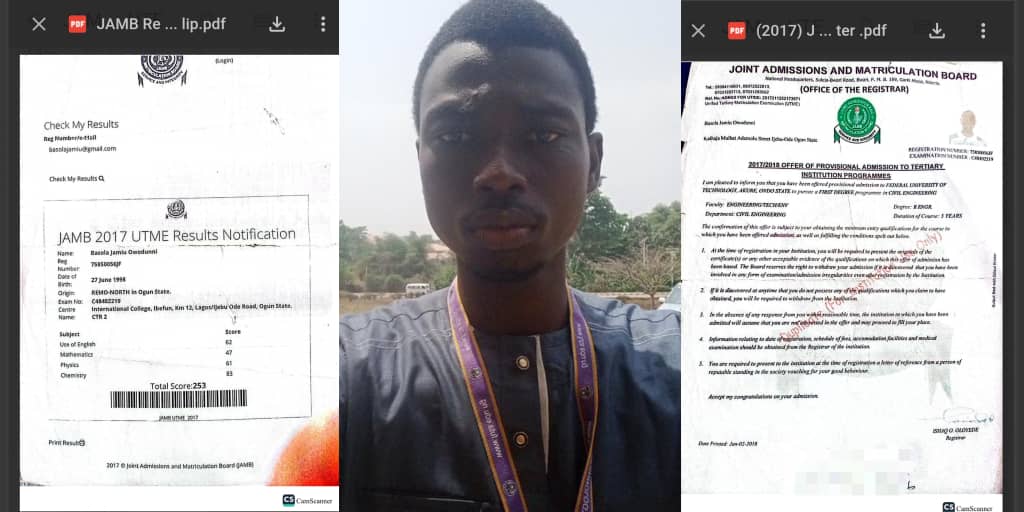 FUTA graduate detained after 7 years in school as JAMB calls admission 'fake'