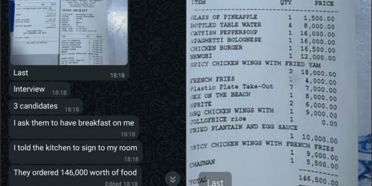 Outrage as three job candidates eat N146K food during interview wait