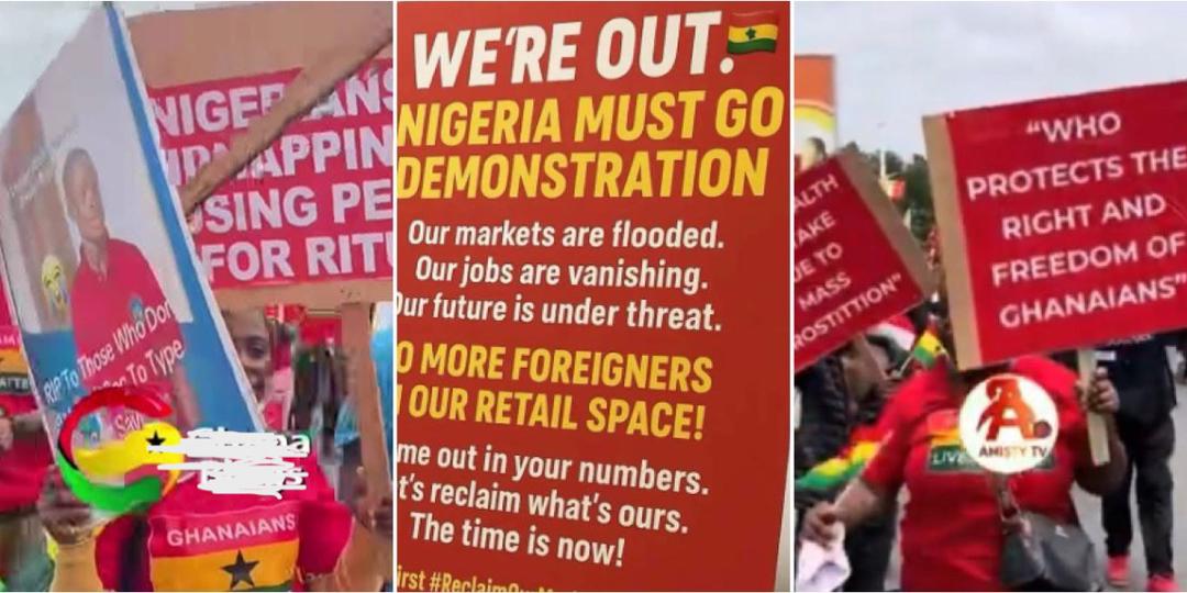 “Nigerians Must Go” - Protest rocks Ghana, protesters accuse Nigerians of kidnapping their kids