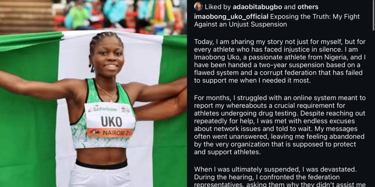 Nigerian Athlete Imaobong Uko alleges unjust suspension, faults AFN handling