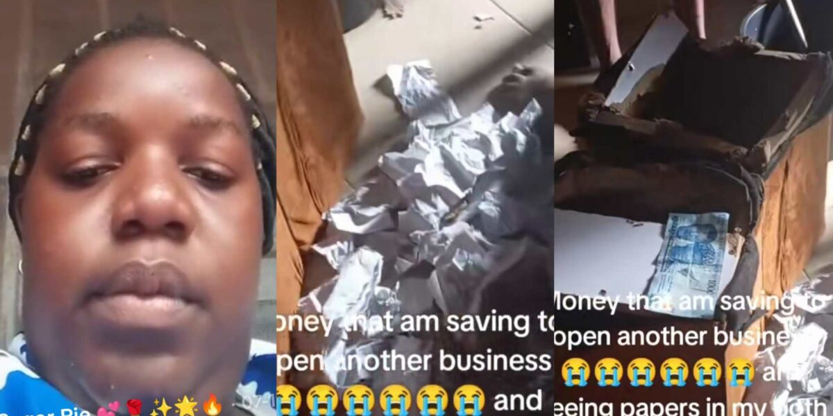 Lady cries out as she breaks her piggy box after months of saving only to see stacks of paper