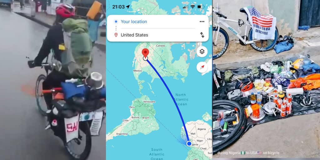 Man allegedly begins bicycle journey from Nigeria to USA
