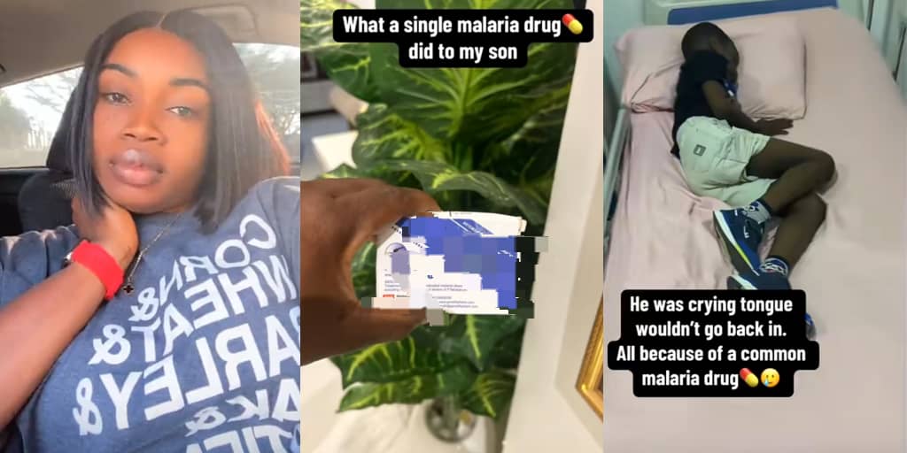 Mother cries out as malaria drug causes son’s tongue to hang out, lands in hospital