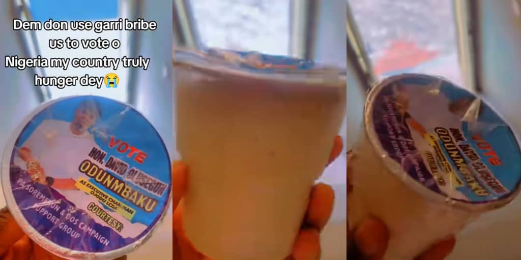 Lagos politician contesting election shares garri and groundnut to get votes