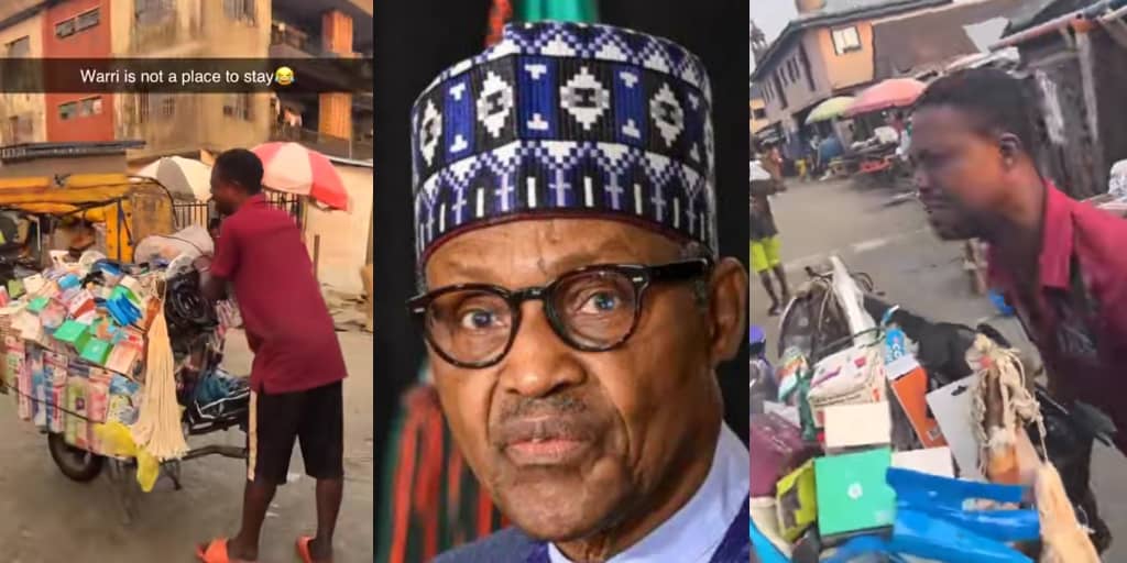 Trader bursts into tears in Warri market as he remembers Buhari