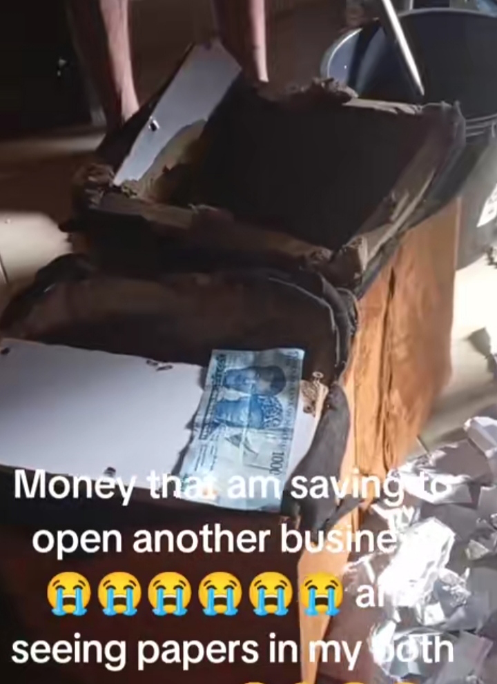 Lady cries out as she breaks her piggy box after months of saving only to see stacks of paper