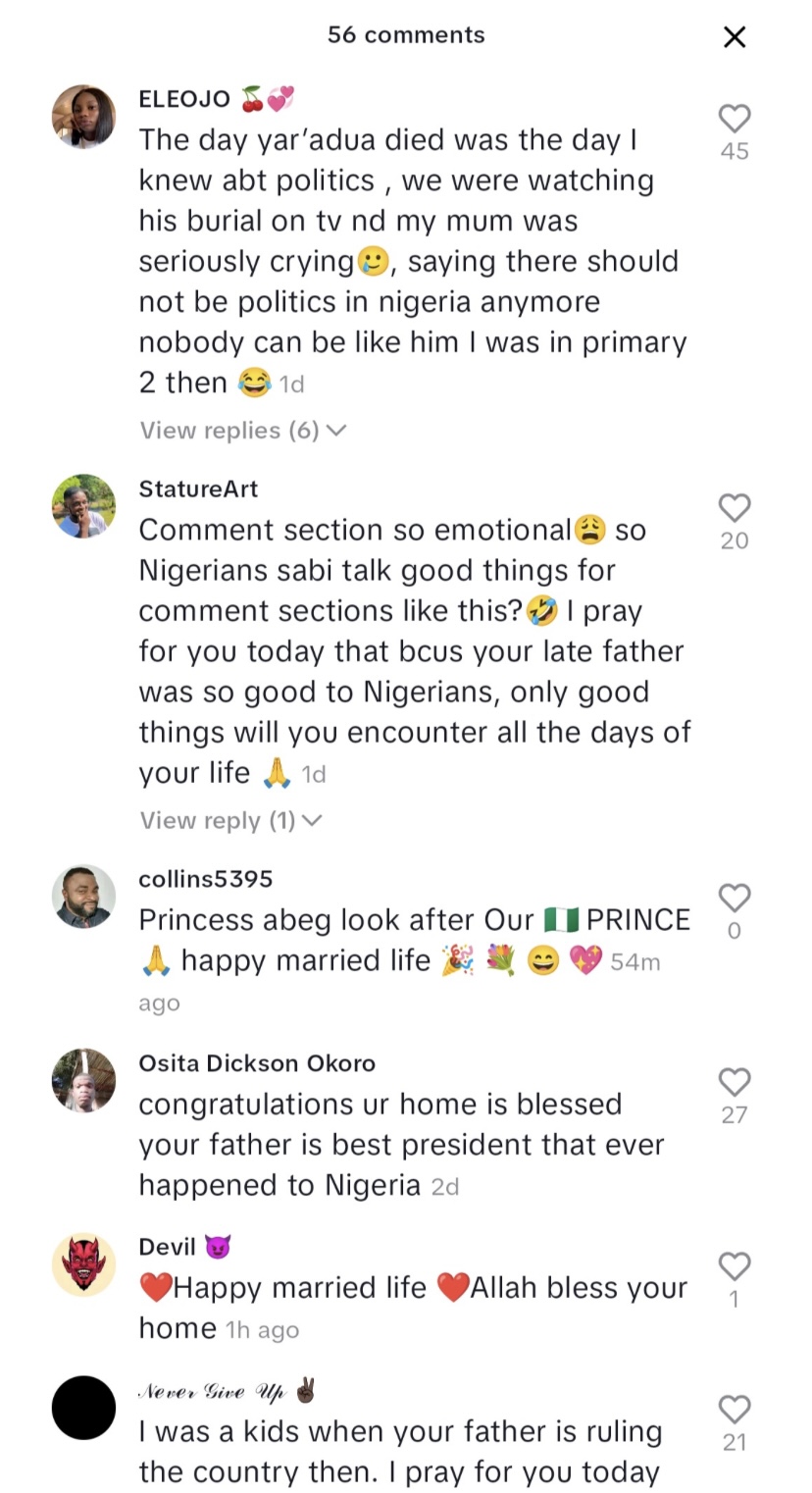 "Your father was the best" - Tears, prayers, as late President Yar’Adua’s son marries
