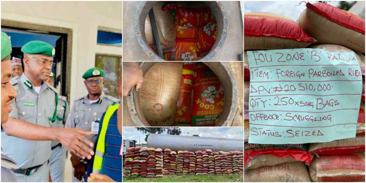 Customs nabs smugglers hiding 250 bags of rice in fuel tanker