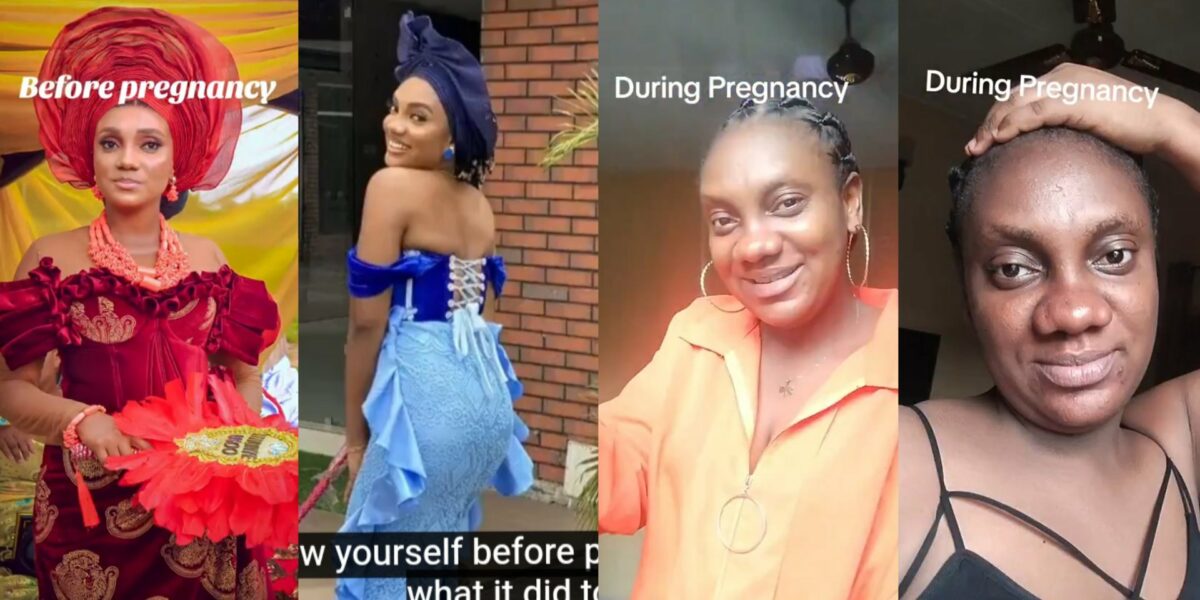 Buzz as lady shares pregnancy transformation