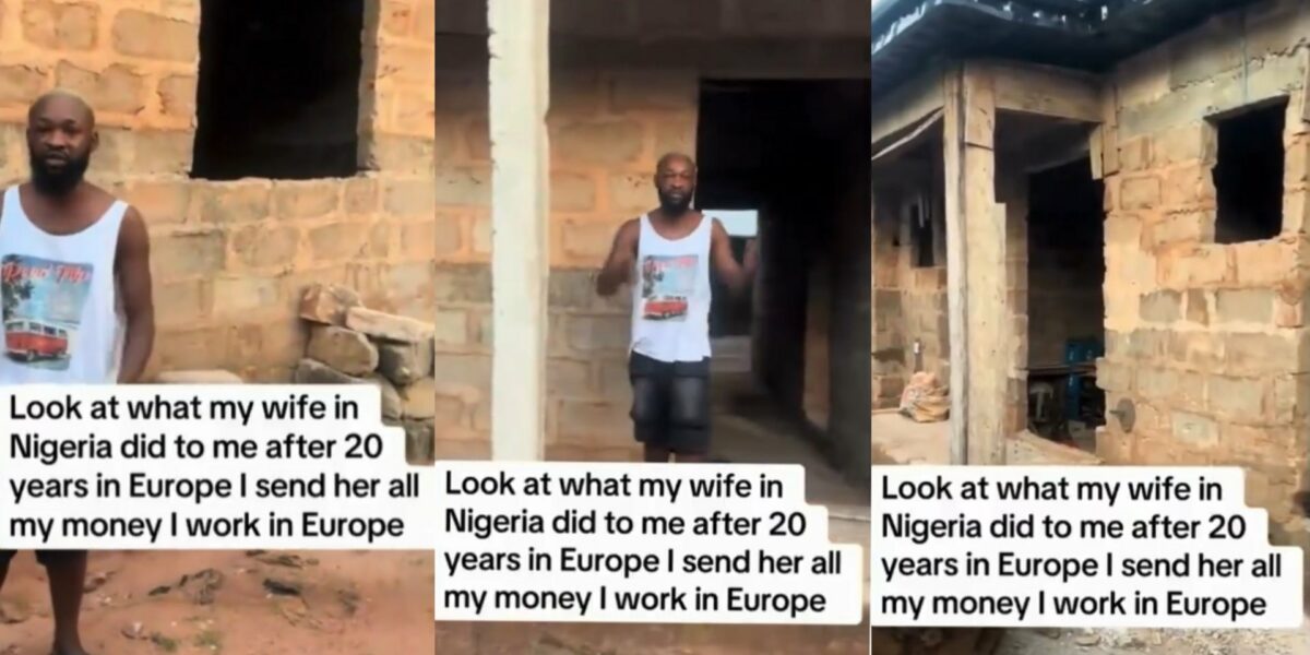 Man meets uncompleted building after 20 years of sending wife money for house project