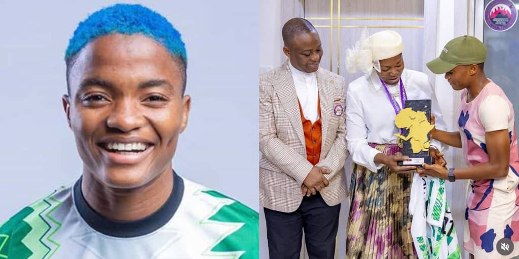 Super Falcons’ Ajibade visits MFM church to thank God after WAFCON win