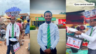 KNUST student hawks pure water in corporate wear to fund his education