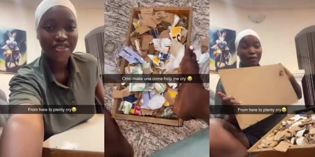 Lady discovers papers inside savings box after months of saving