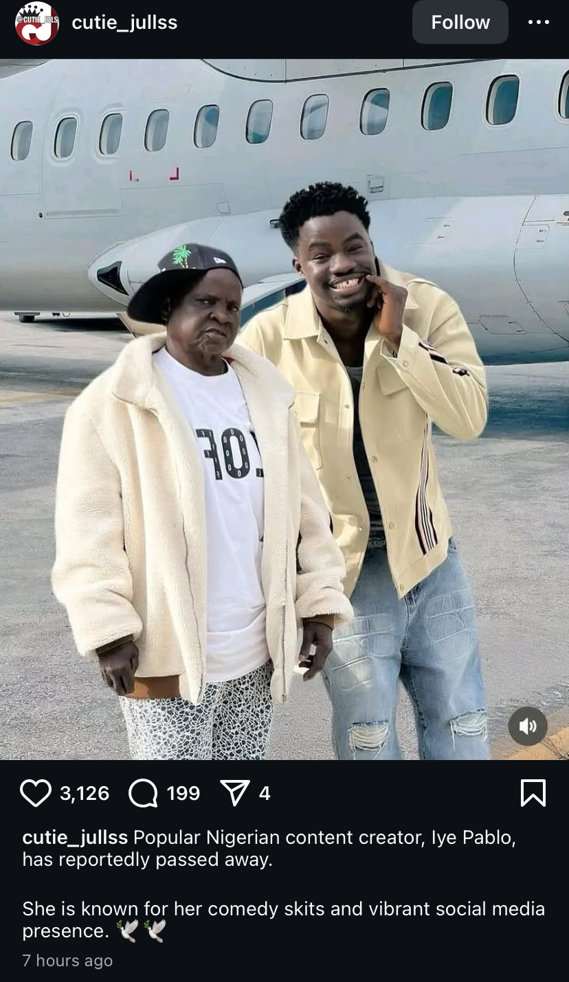 Content Creator Iye Pablo reportedly passes away