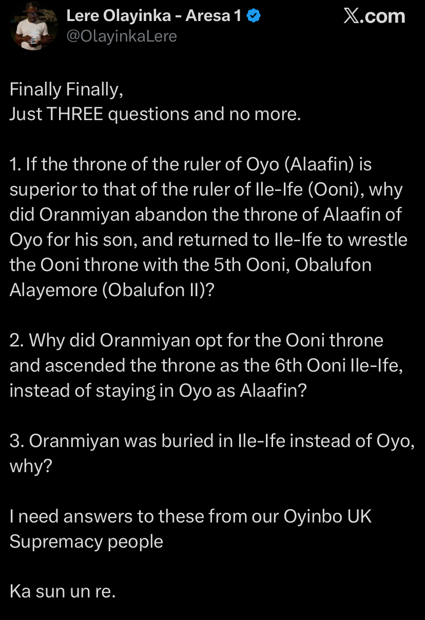 Supremacy: “If Alaafin was superior, why did Oranmiyan return to Ife to fight for Ooni’s crown? - Wike’s aide, Lere stirs fresh debate
