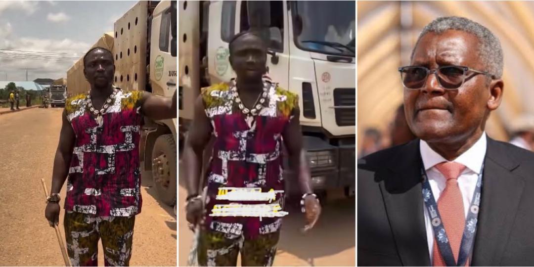VeryDarkMan storms Auchi, blocks Dangote trucks over unpaid medical bills of accident victim