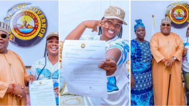 Gov. Adeleke hands appointment letter to puff-puff seller