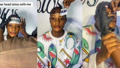 Intentional girlfriend tattoos boyfriend name on forehead