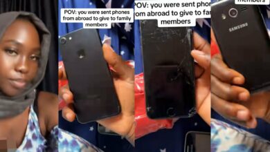Lady flaunts phones uncle sent to them from abroad