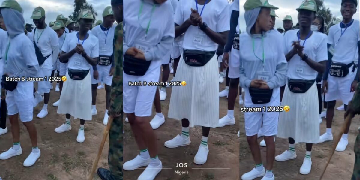 Soldier confronts corper as she wears white skirt to NYSC camp
