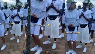 Soldier confronts corper as she wears white skirt to NYSC camp