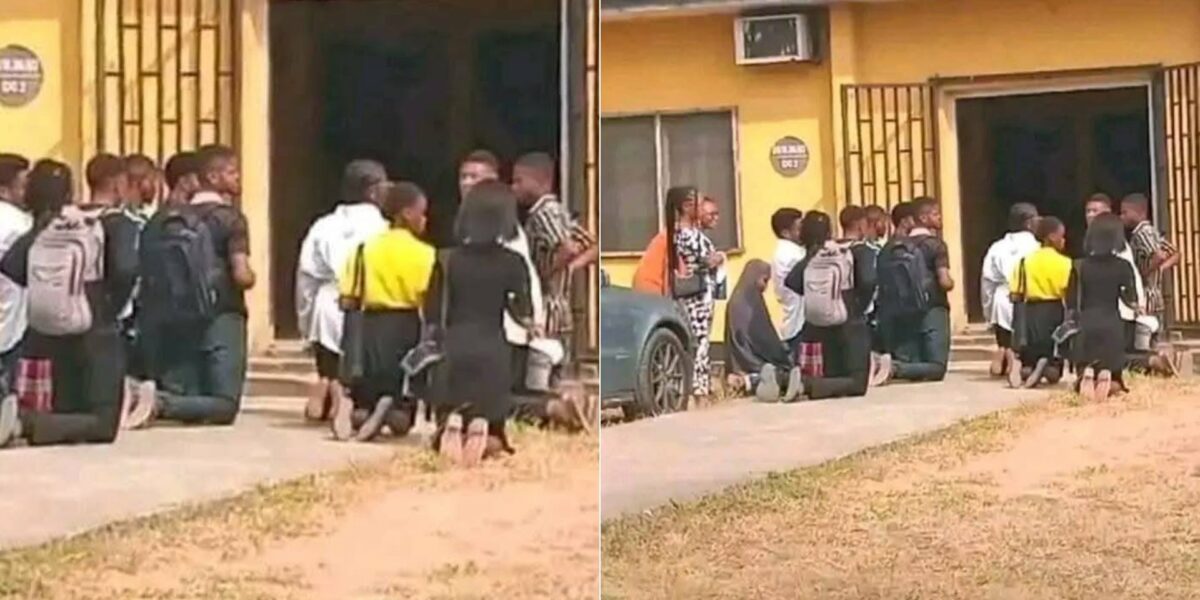 Freshers spotted on their knees begging their lecturer to allow them back into the class.