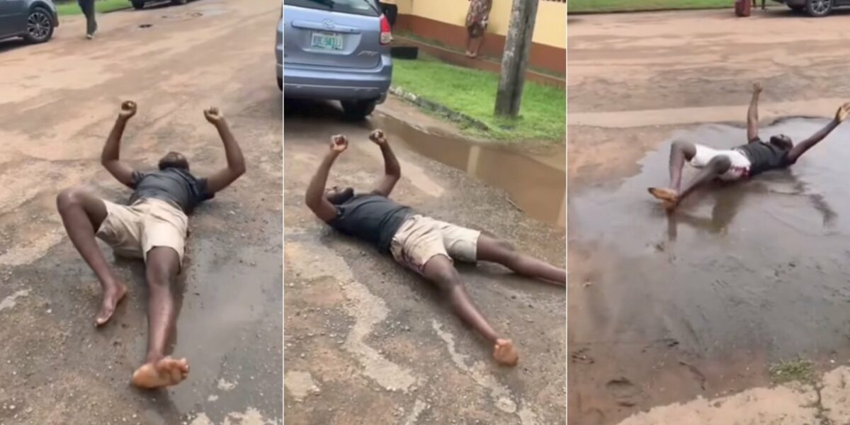 Man rolls excitedly as wife finally welcomes baby