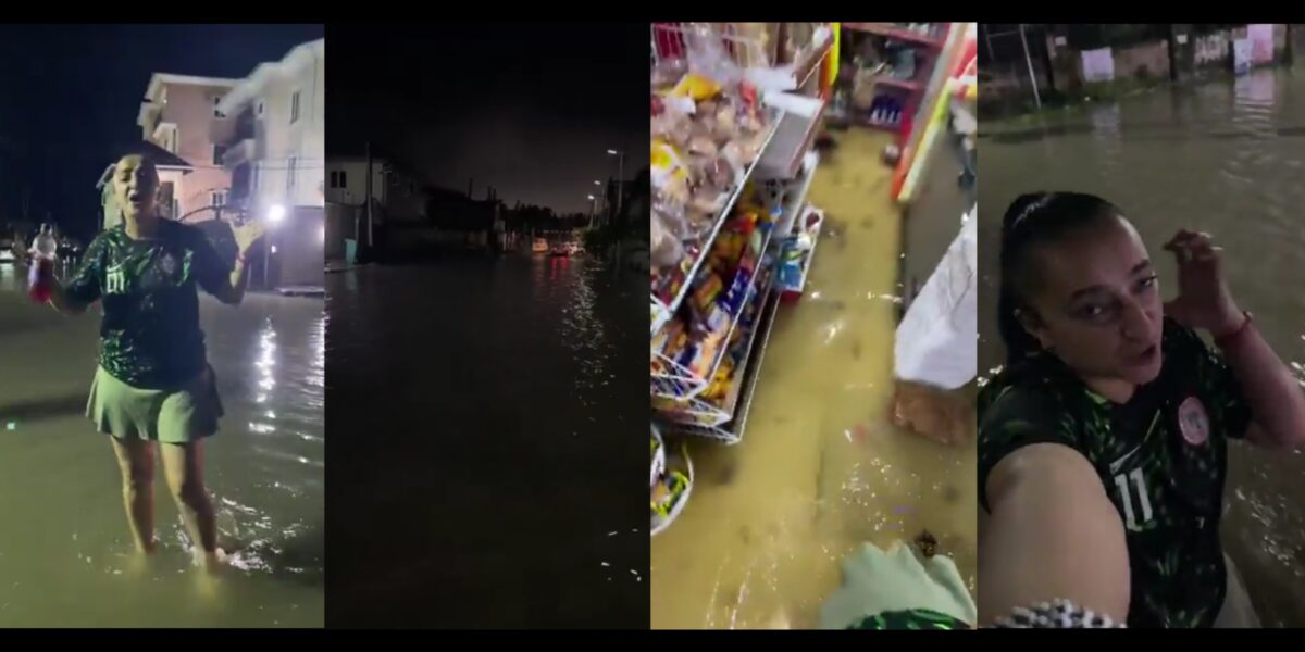 Oyibo woman shares experience of Lekki flood during shopping trip