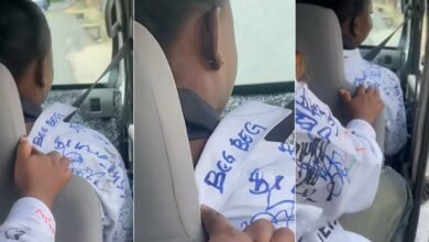 Drama as ‘Beg Beg’ Is written on graduate’s sign-out shirt