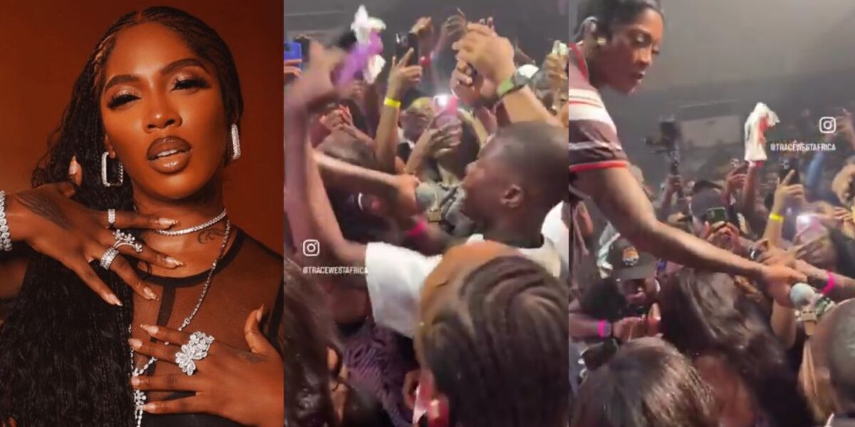 Man sings in overwhelming passion after Tiwa Savage gives him mic
