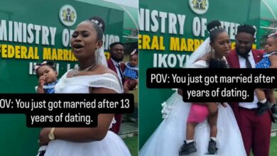 Lady celebrates as her man finally weds her after 13 years of dating