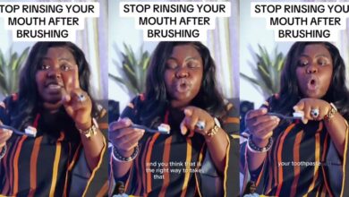“Don’t rinse your mouth after brushing” — Lady sparks debate on dental hygiene
