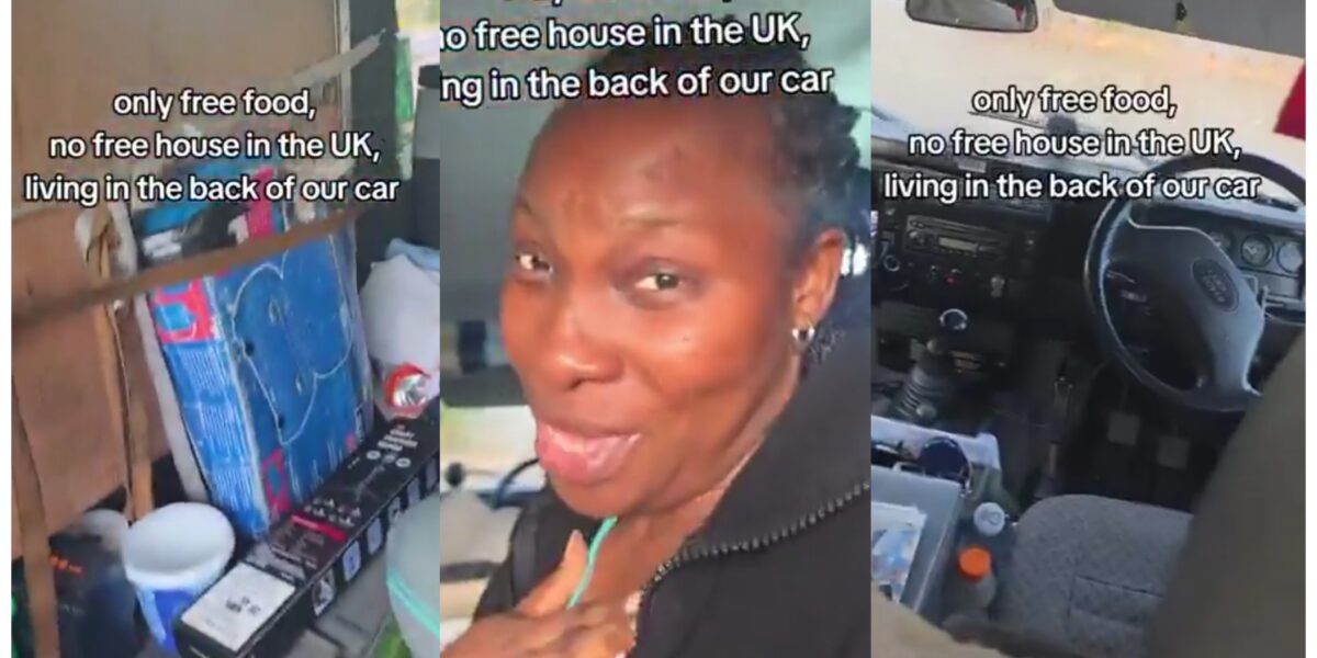 Lady living at the back of her car in the UK sends message to Nigerians planning to ‘japa’