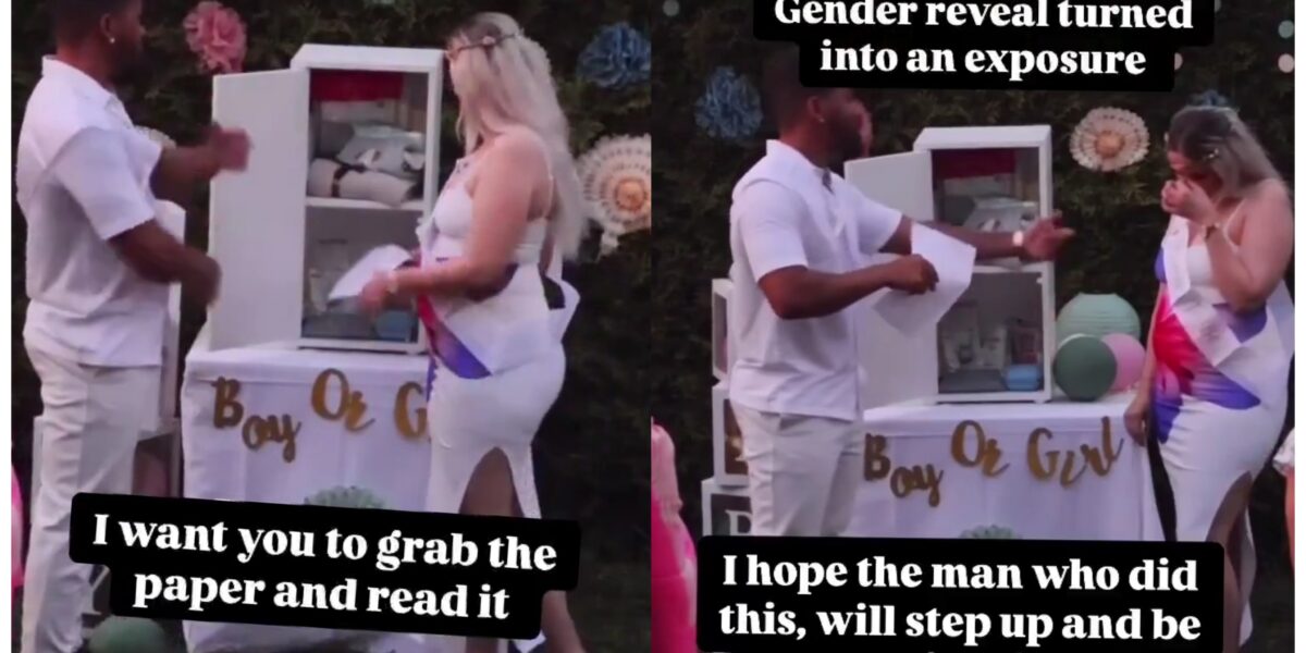 EXPOSED: Man shocks wife at child's gender reveal party, presents DNA result