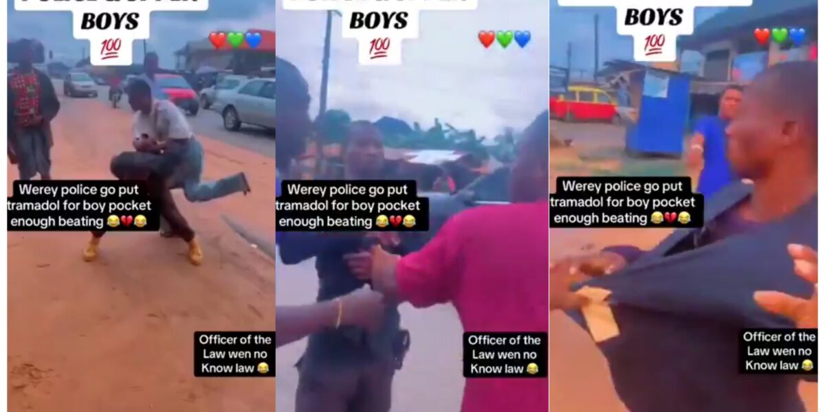 Clash in benin as youths accuse police officer of planting tramadol in a man's pocket