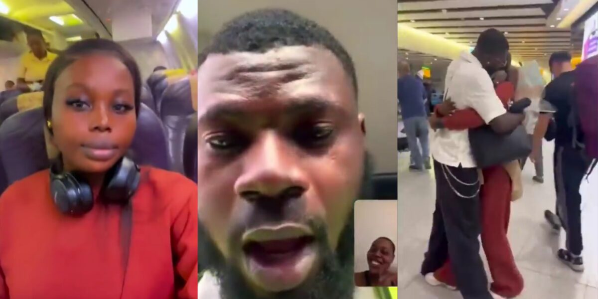 Lady finally reunites with her husband after 3 years of visa rejection