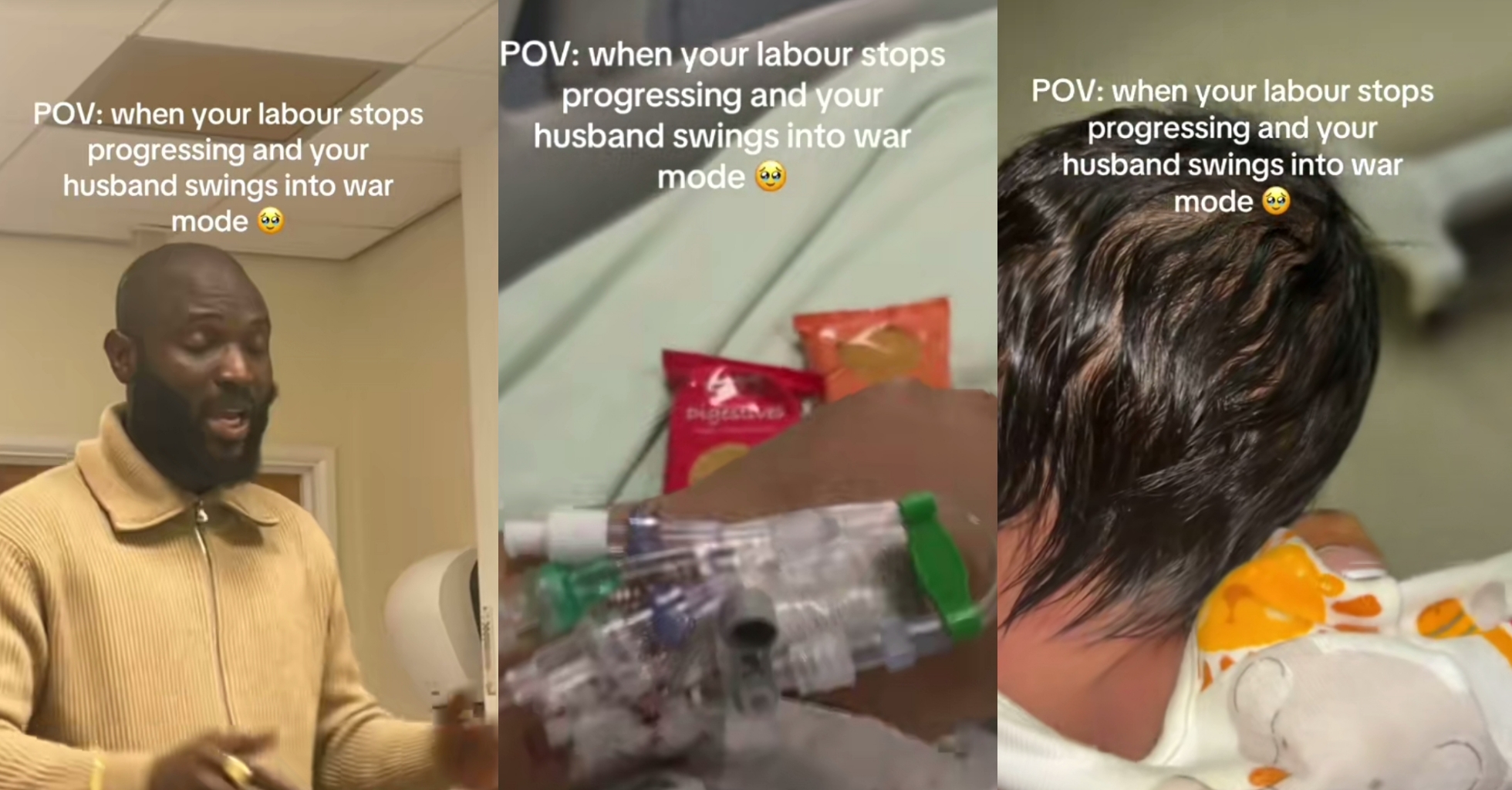 Husband spotted praying fervently after wife’s labour stopped progressing