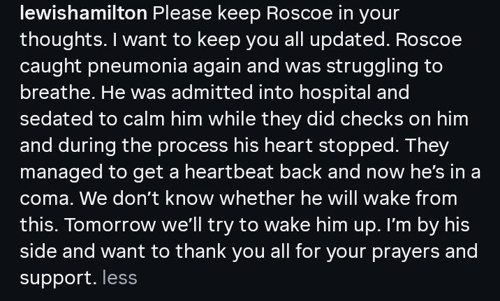 Lewis Hamilton Instagram post
