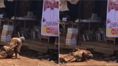 Photos of elderly man prostrating before Olubadan Ladoja’s banner trends online