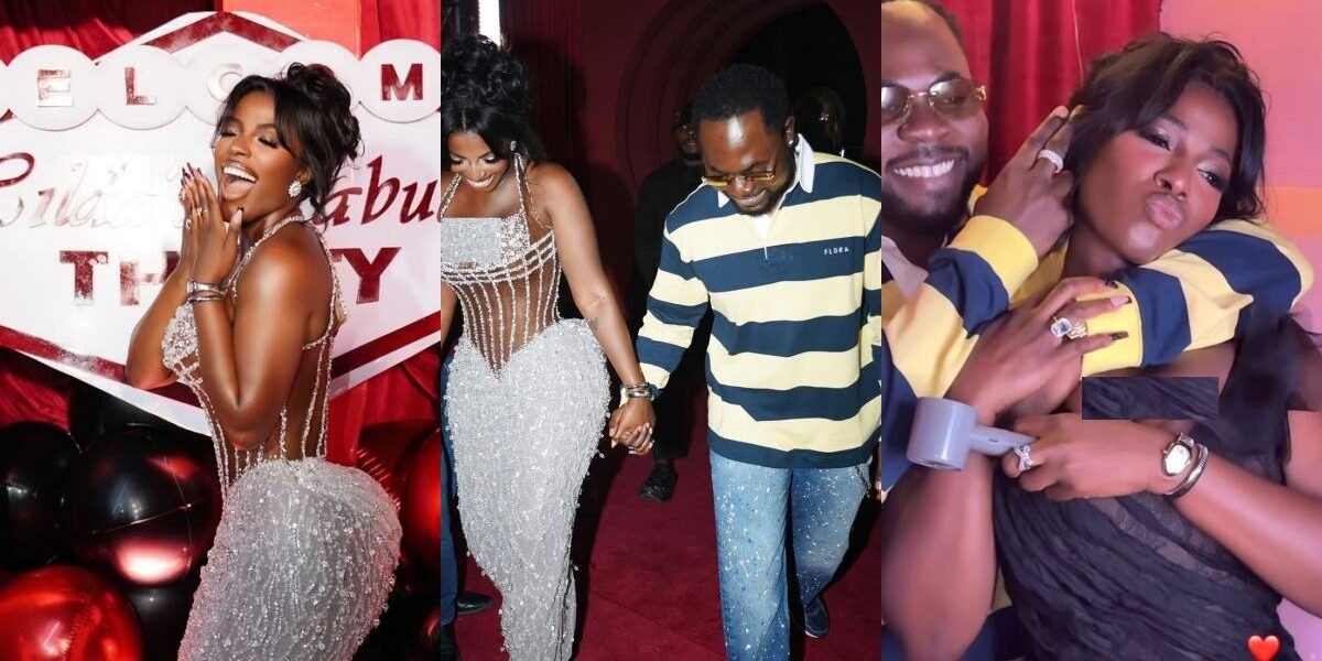 Hilda Baci gets lovey-dovey with partner, flaunts diamond ring at birthday party