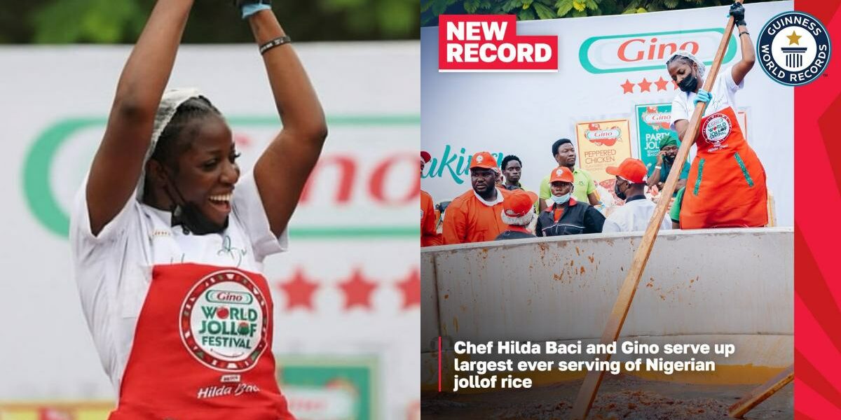 Hilda Baci awarded Guinness World Record for largest serving of jollof rice