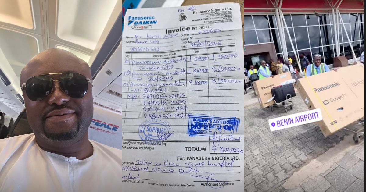 Isreal DMW splashes N7.3m on Tv sets, flies them from Lagos to Benin